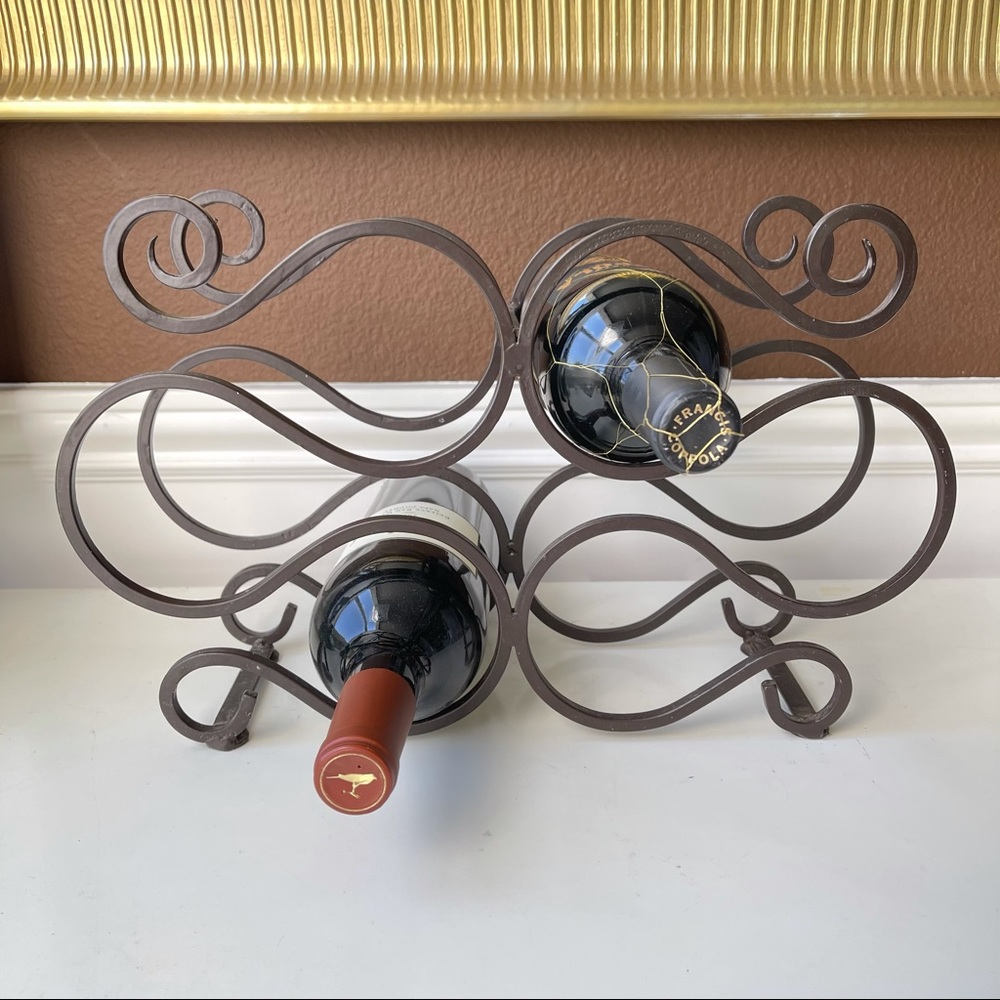 Vintage Metal Scroll Wine Rack